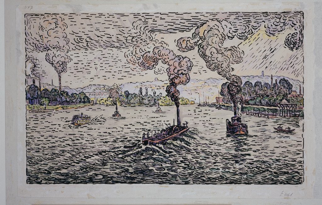 Seine mit Dampfbooten, Paul Signac