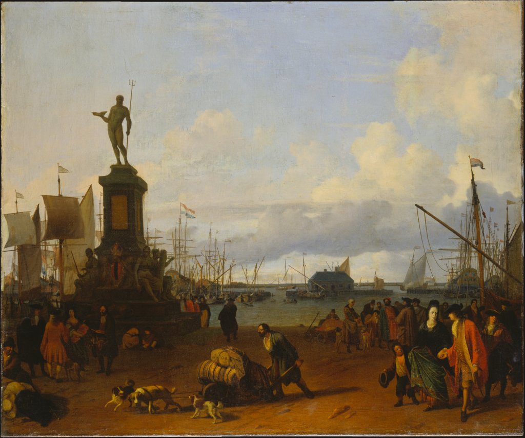 View of the Amsterdam Harbour at the IJ River, Ludolf Backhuysen