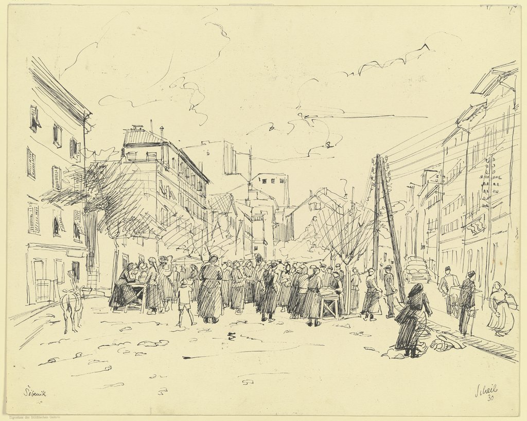 Market scene in Šibenik, Hans Scheil