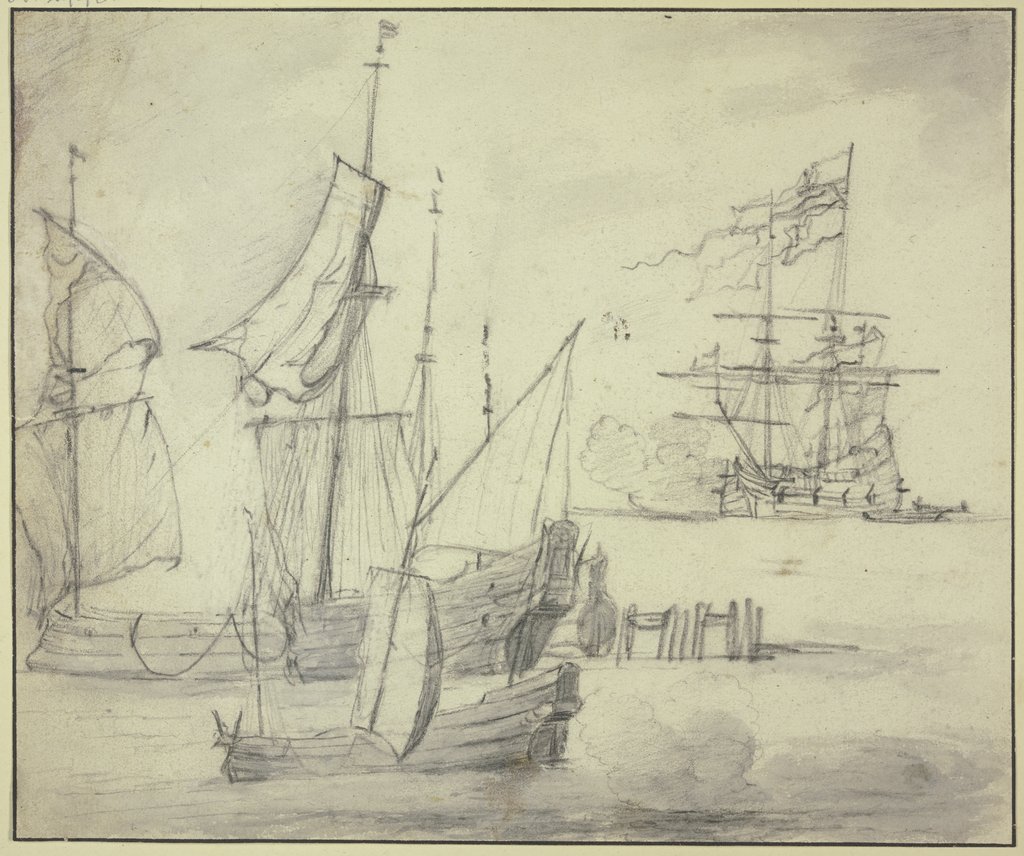 Study sheet: Ships, Abraham Storck the Elder