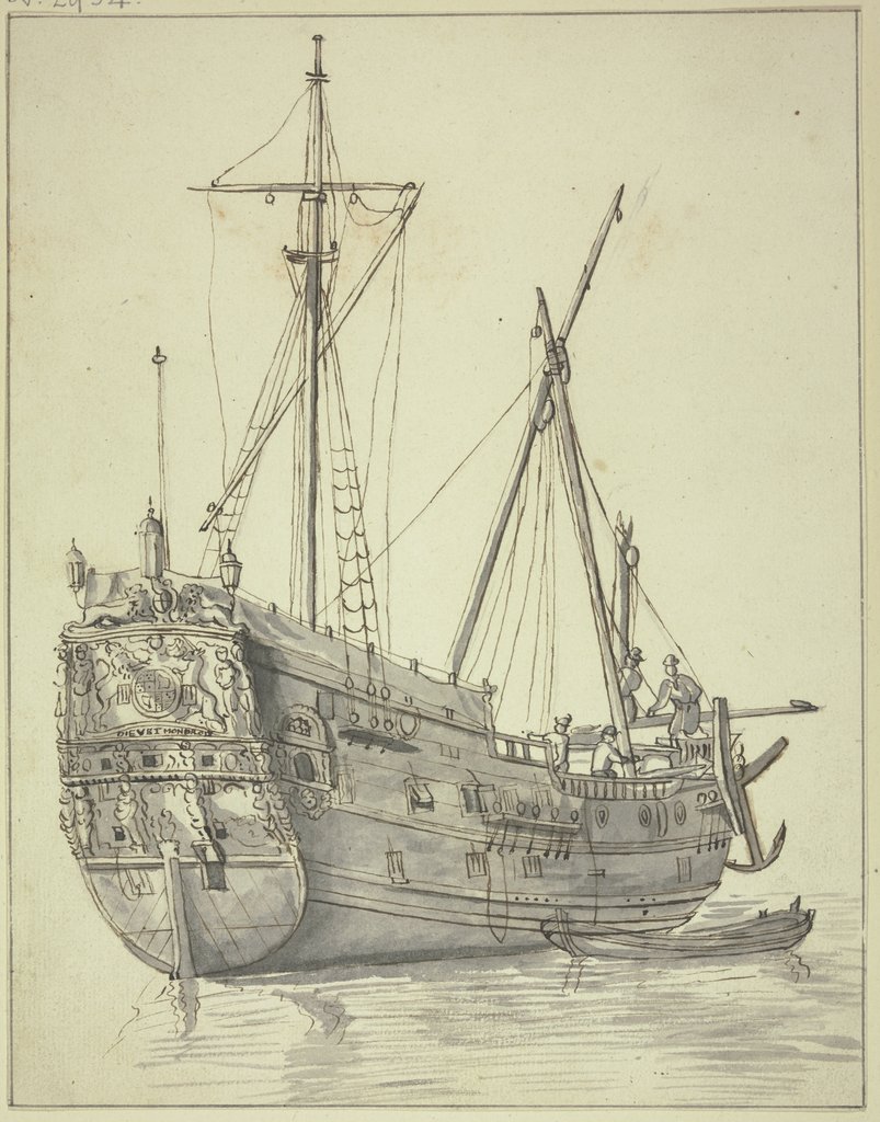 Abgetakeltes Schiff mit Boot, Abraham Storck the Elder;   ?