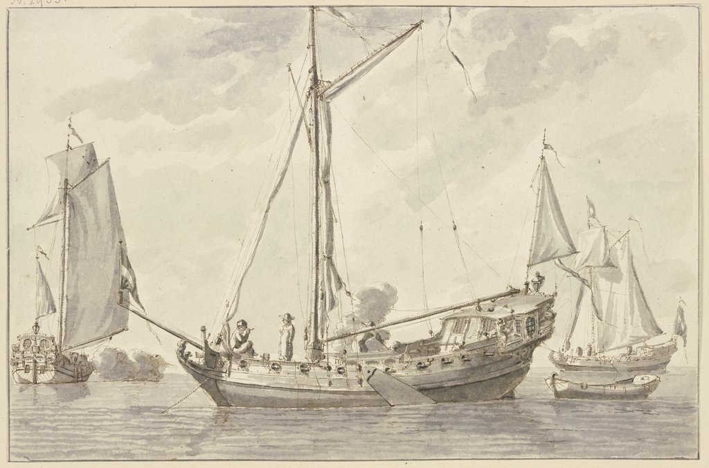 Three canonball boats, Abraham Storck the Elder