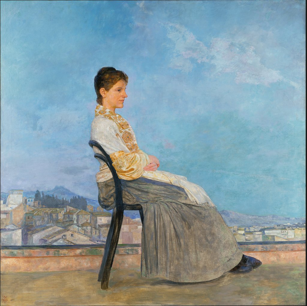 Portrait of a Roman Woman on a Flat Roof in Rome, Max Klinger