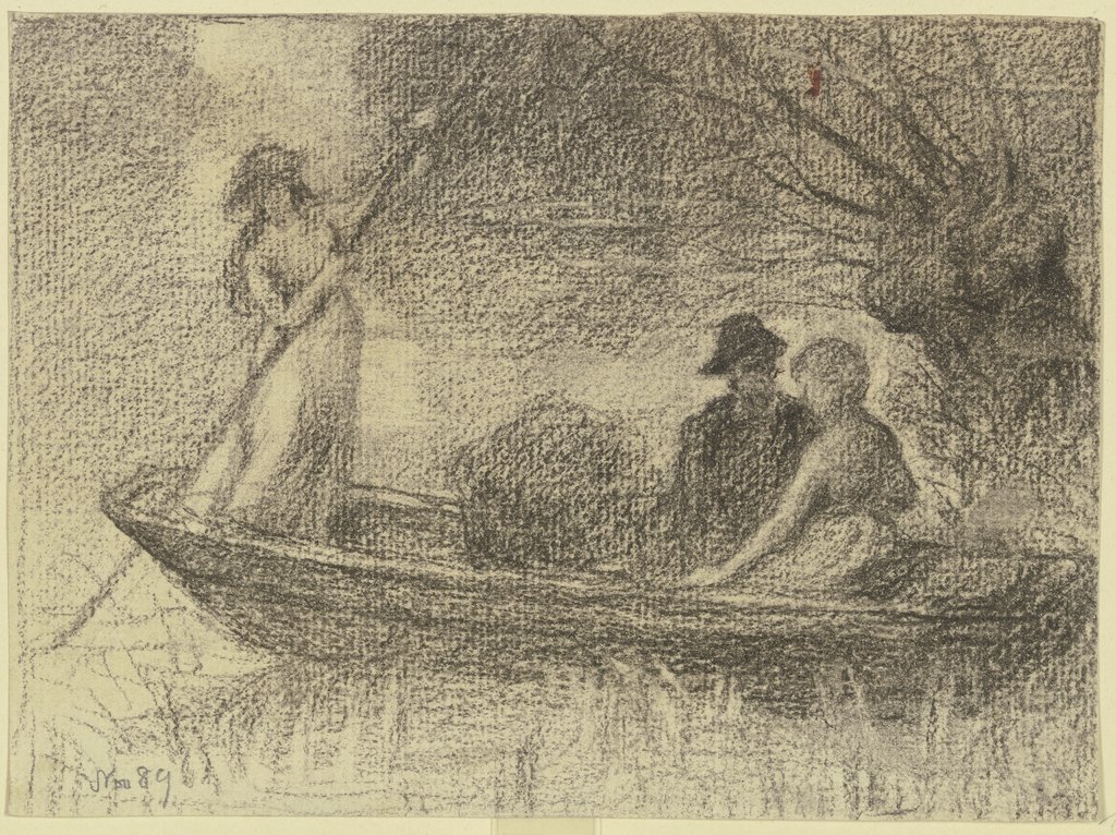 Couple in a barge, Otto Scholderer