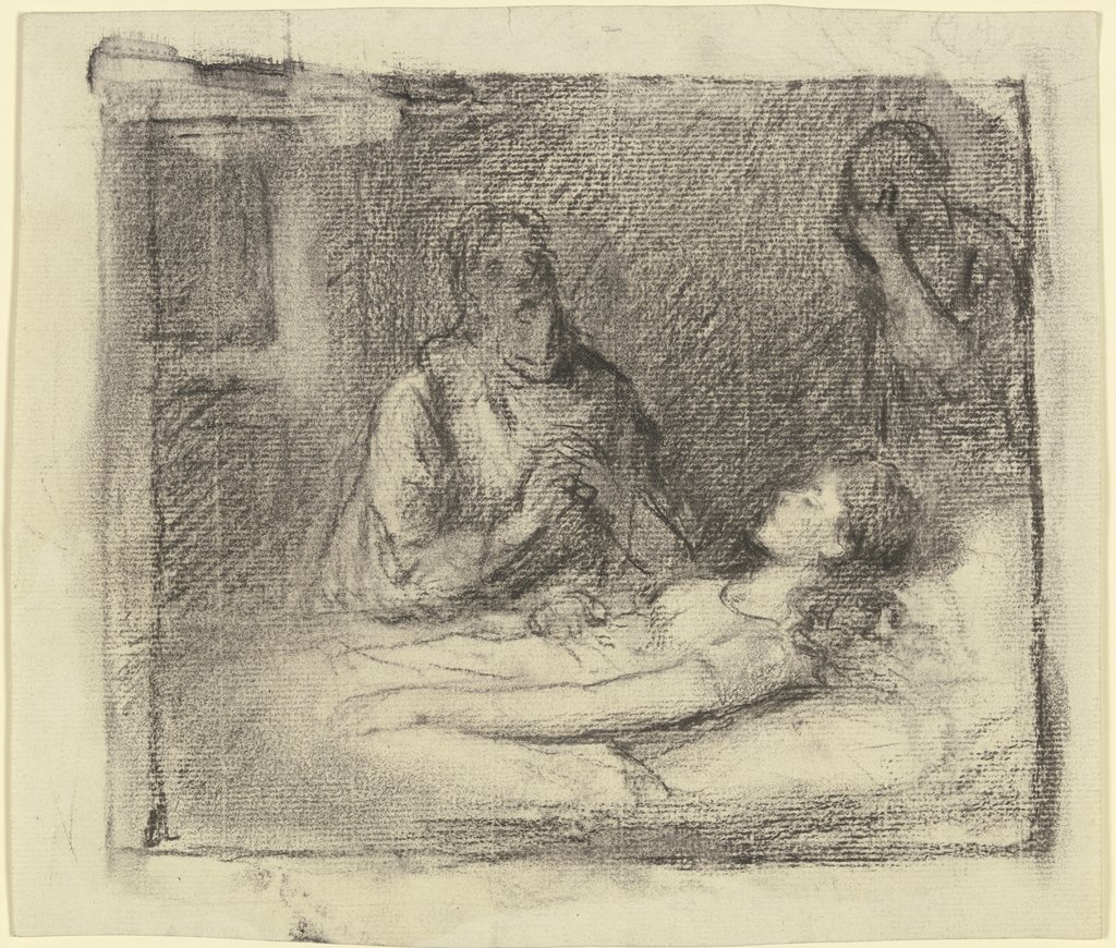 At the sickbed, Otto Scholderer