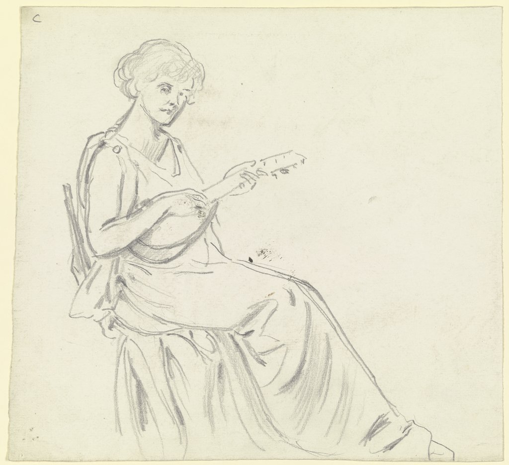 Woman playing the mandolin, Otto Scholderer