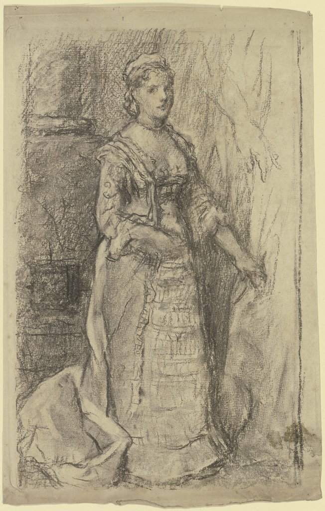 Stehende Dame im Rüschenkleid, Otto Scholderer