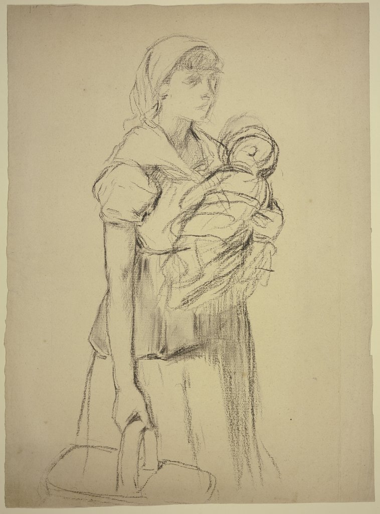 Farmwoman with child, Otto Scholderer