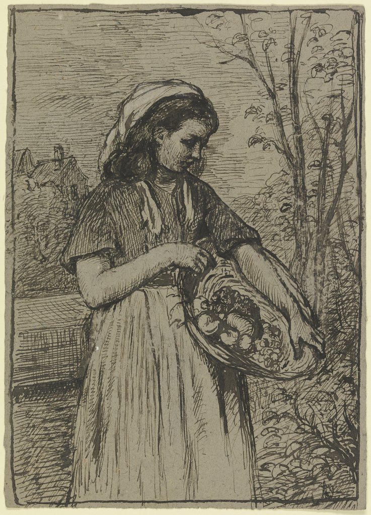 Girl with a fruit basket, Otto Scholderer