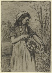 Mädchen mit Früchtekorb, Otto Scholderer