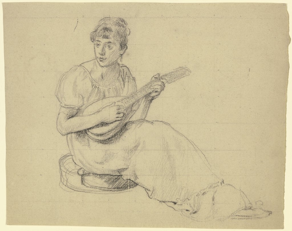 Woman playing the mandolin, Otto Scholderer