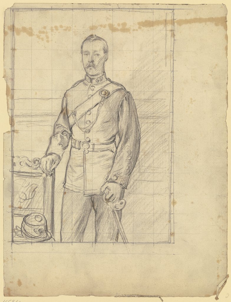 Bildnis eines Mannes in Uniform, Dreiviertelfigur, Otto Scholderer