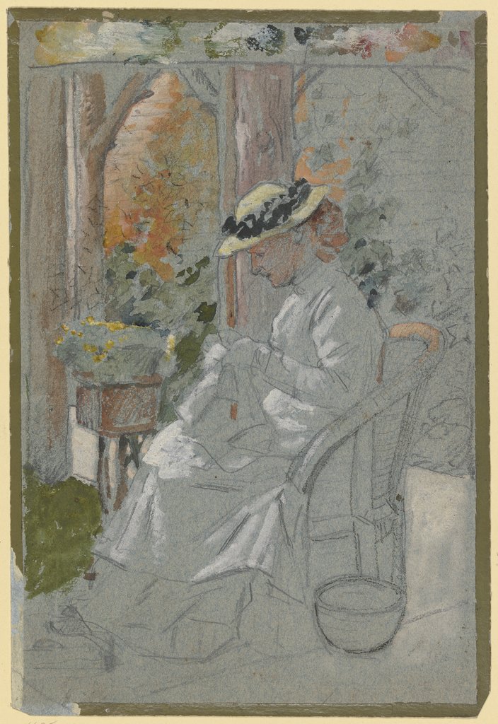 Luise Scholderer auf der Veranda, Otto Scholderer