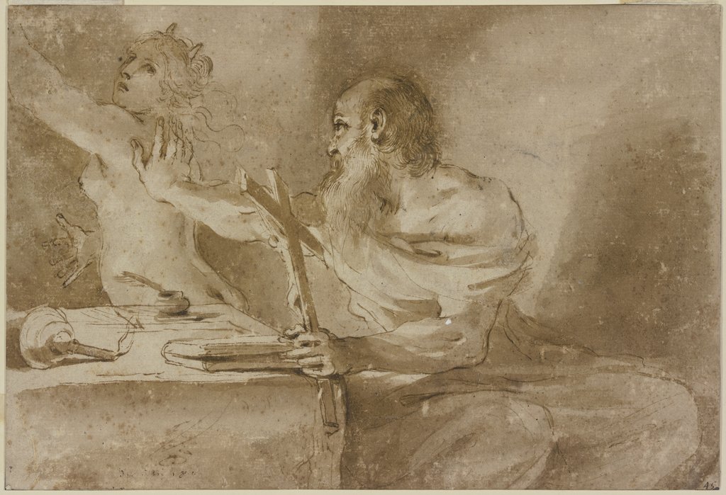 Die Versuchung eines Heiligen (Hieronymus oder Antonius?), Guercino (Giovanni Francesco Barbieri)