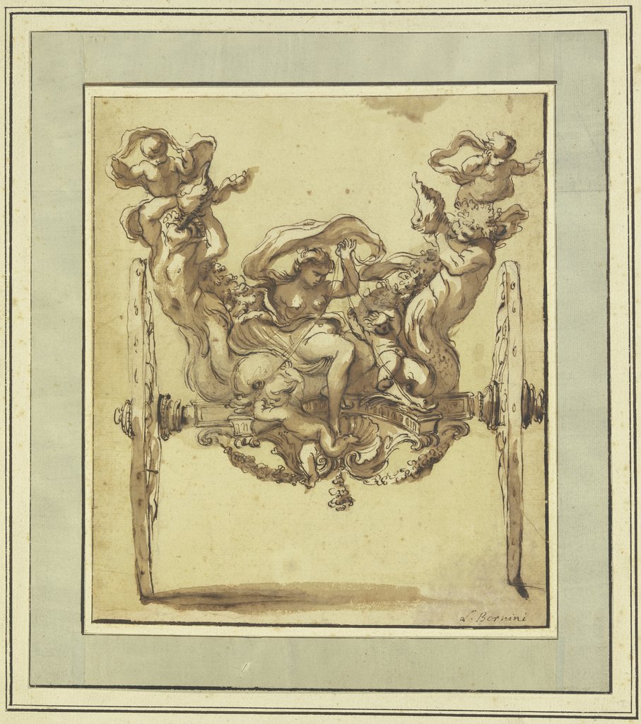 Chariot on two wheels, with Venus, dolphins and tritons, Johann Paul Schor;   attributed