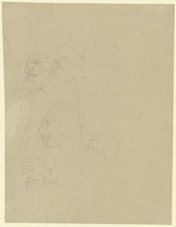 Studienblatt: Vier grimassierende Köpfe (Shakespeares Shylock?), Edward von Steinle