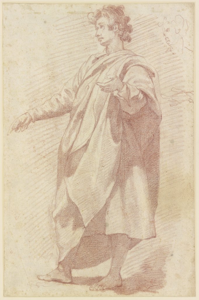 Standing cloaked male figure, Fabrizio Boschi;   attributed