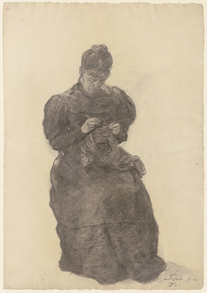 Mary Eysen crocheting, Louis Eysen