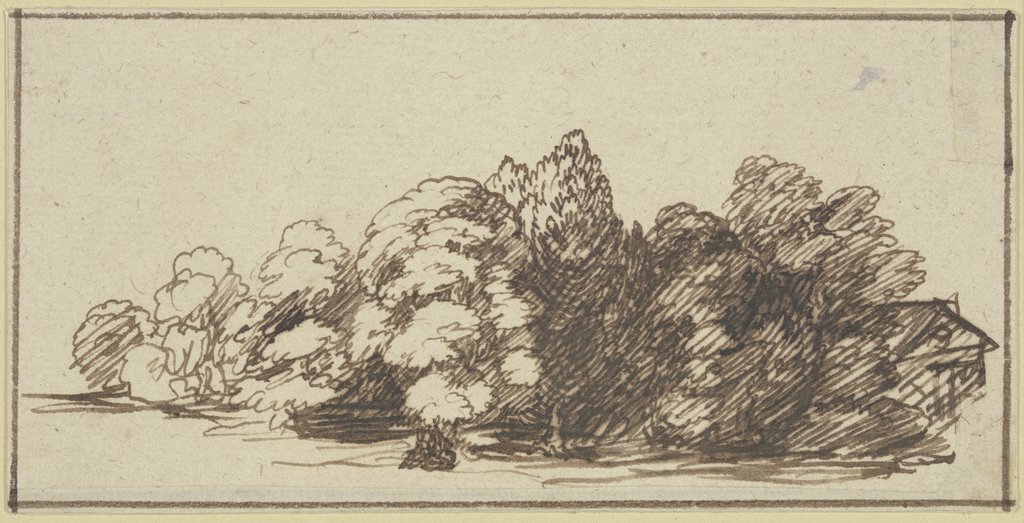 Tree group with house, Hendrik Goudt