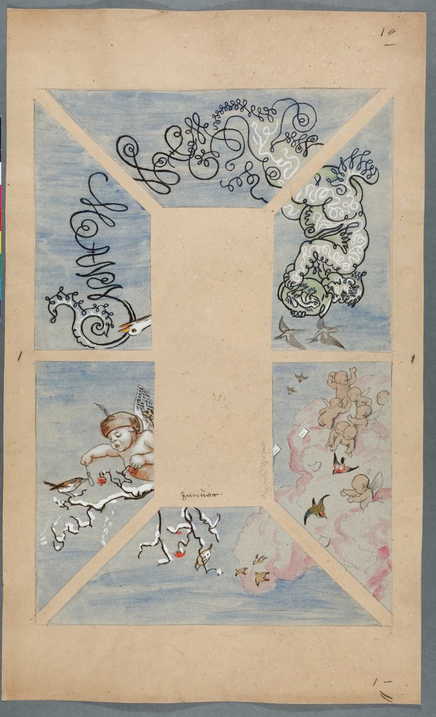 "January". Design for the Ceiling of the Café Bauer (6 parts), Hans Thoma