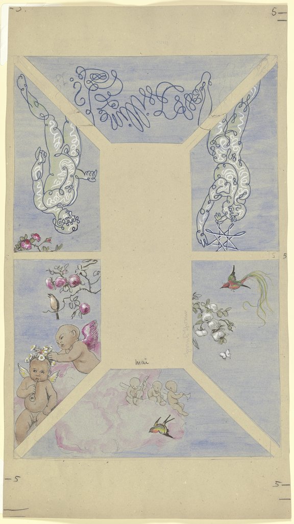 May. Design for the ceiling at Café Bauer, made of six parts, Hans Thoma