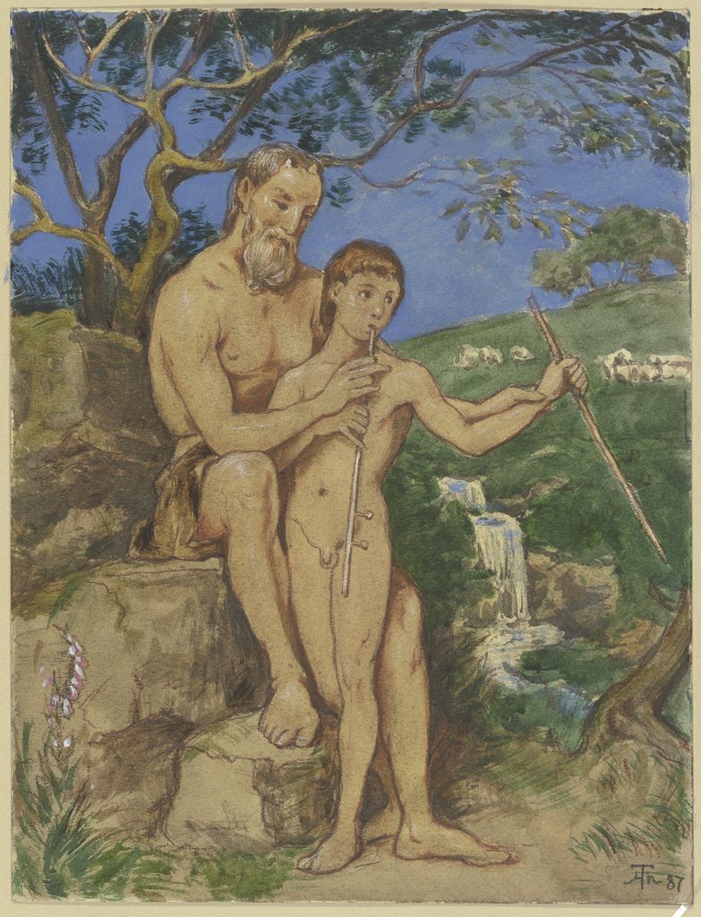 Old and young faun, Hans Thoma