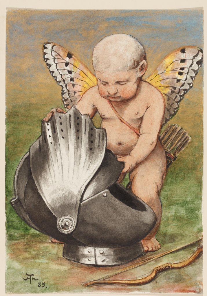 Cherub with Helmet, Hans Thoma