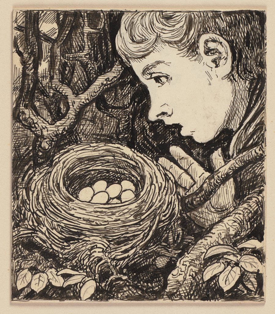 Drawing for the primer: Nest, Hans Thoma