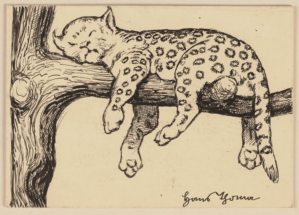 Zeichnung zur Fibel: Leopard, Hans Thoma