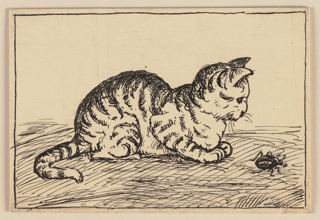 Zeichnung zur Fibel: Katze, Hans Thoma