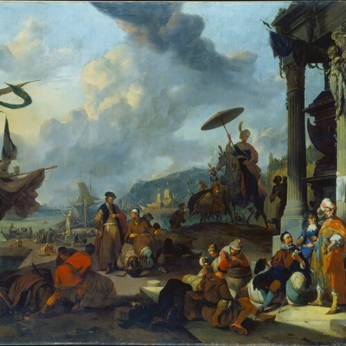 Mediterranean Harbour Scene, Johannes Lingelbach