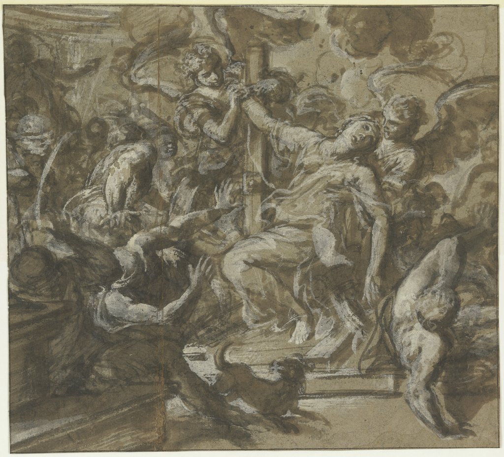 Zwei Engel befreien eine Heilige aus den Händen ihrer Marterer, Luca Giordano;   ?