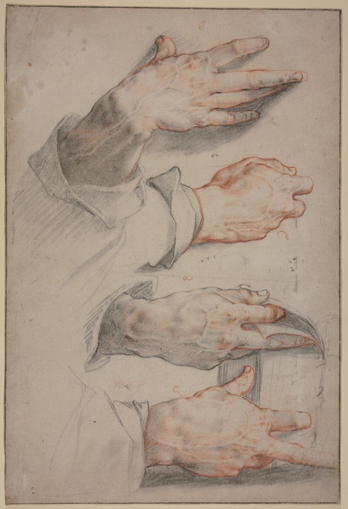 Vier Studien einer rechten Hand, Hendrick Goltzius