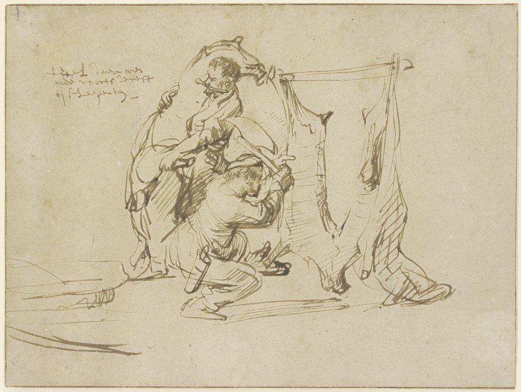 Two butchers, Rembrandt Harmensz. van Rijn