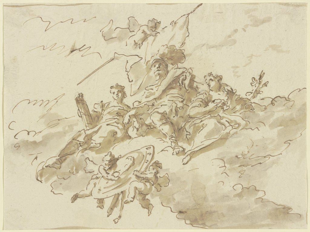 Allegorische Figurengruppe auf Wolken, Gaspare Diziani