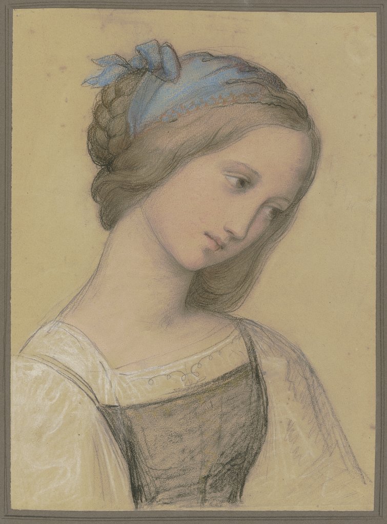 Junges Mädchen im Dreiviertelprofil nach rechts, German, 19th century