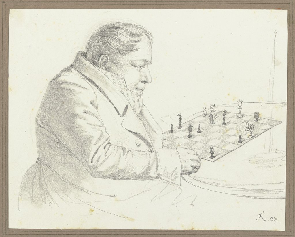 Man at the chess board, Friedrich Moosbrugger