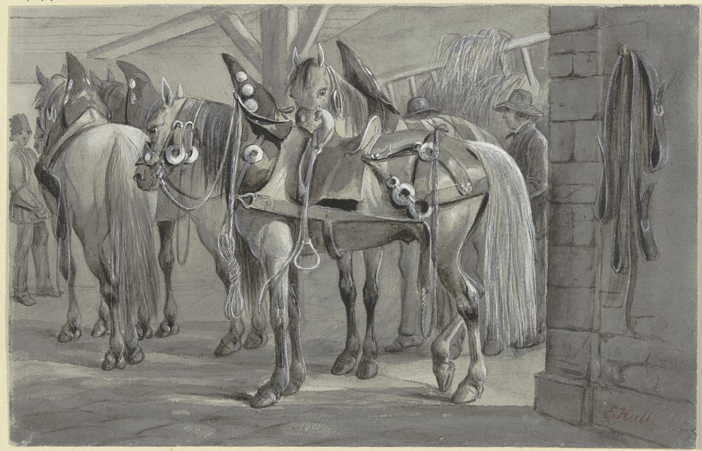 Harnessed horses, Edward Hull