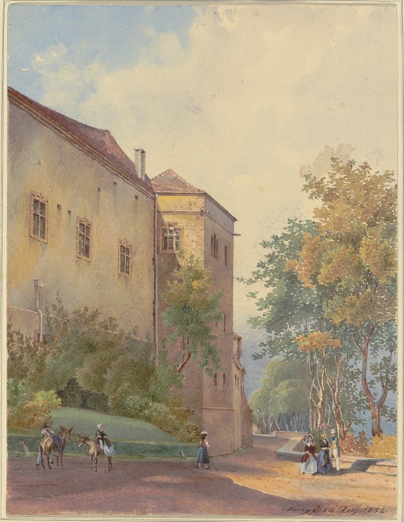 Schlossecke mit Spaziergängern, Georg von Krieg