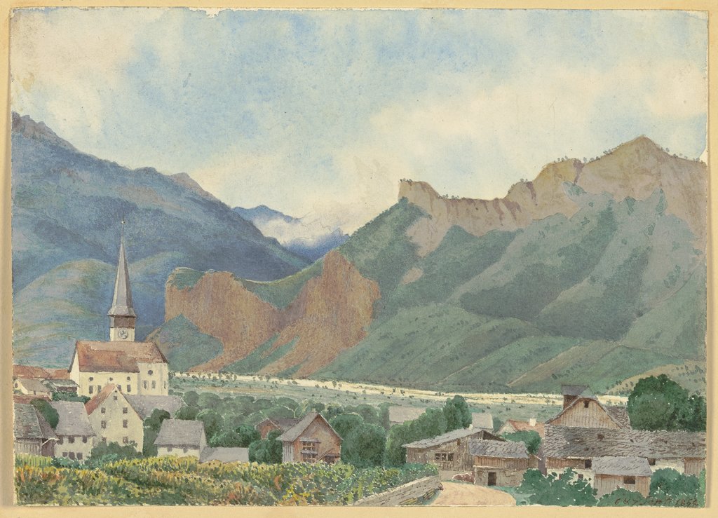 Small village in the mountains, German, 19th century