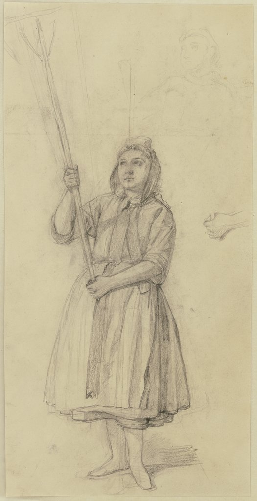 Peasant girl with rake, Jakob Becker