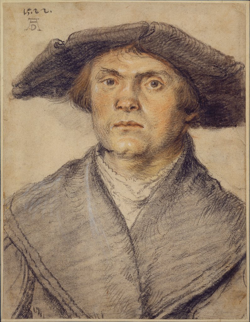 Portrait of a Man Waering a Fur-Lined Coat and Broad-Rimmed Hat, Wolf Huber