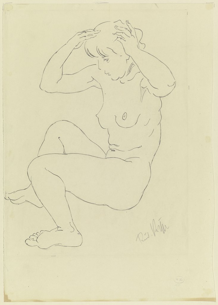 Female nude, sitting, Rudolf Kipp