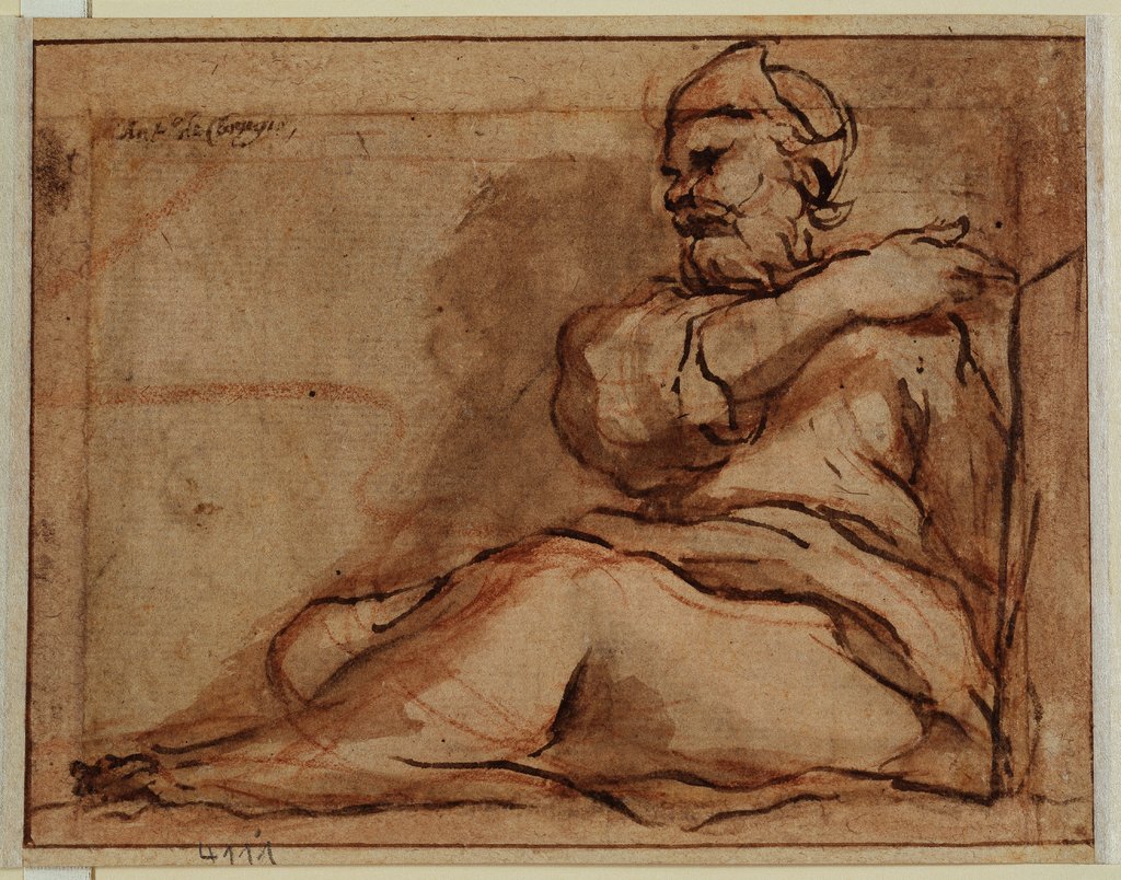 Seated Figure, facing left, Correggio