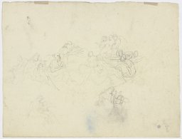 Götterversammlung (?), die Figur eines Apoll mit Lyra und Bacchusknaben unten zweimal wiederholt, Peter von Cornelius