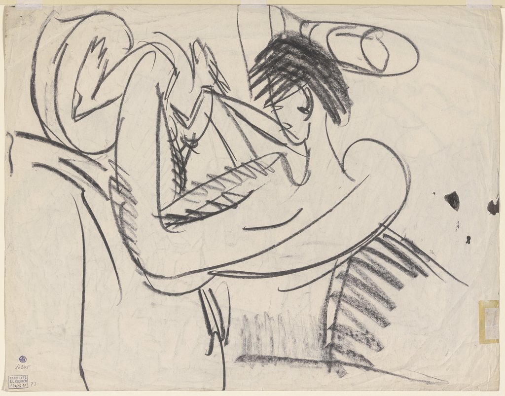 Sitting female nude, Ernst Ludwig Kirchner