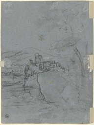 Burg auf einem Felssporn an einem Gewässer, Anthonie Waterloo