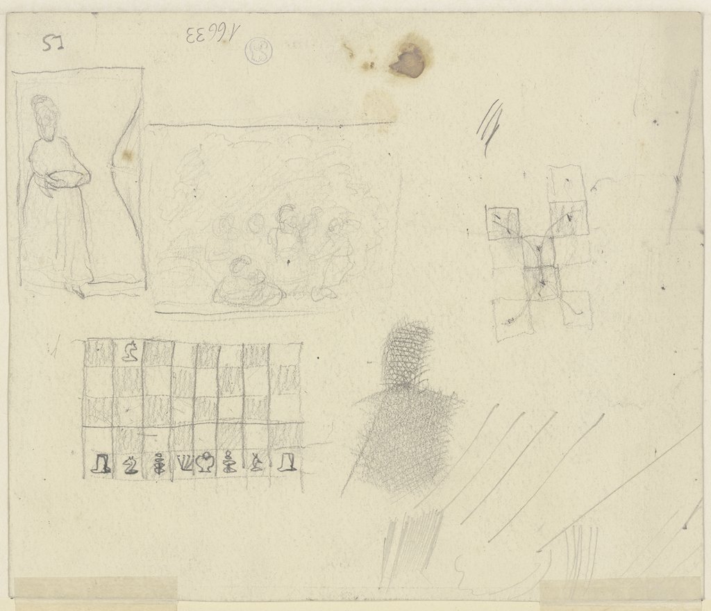 Sketch sheet, Otto Scholderer