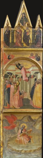 Johannes Ev. auf Patmos, seine Himmelfahrt, Pietro Lorenzetti;  Werkstatt