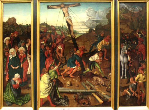 Kreuzaufrichtung, Kopie nach Meister des Stötteritzer Altars
